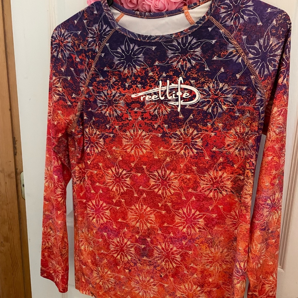 Reel Life Women's Long Sleeve Tee - Red and Purple